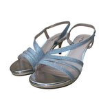 Touch Of Nina Women’s Silver Refined Glitter Leather Sole Heeled Sandals Sz 9.5M