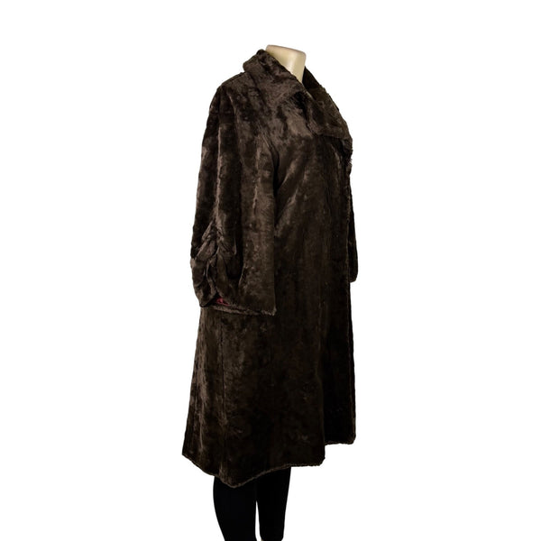 Rebecca Taylor Womens Brown Faux Fur Coat With Satin Lining Winter Luxury Size 4