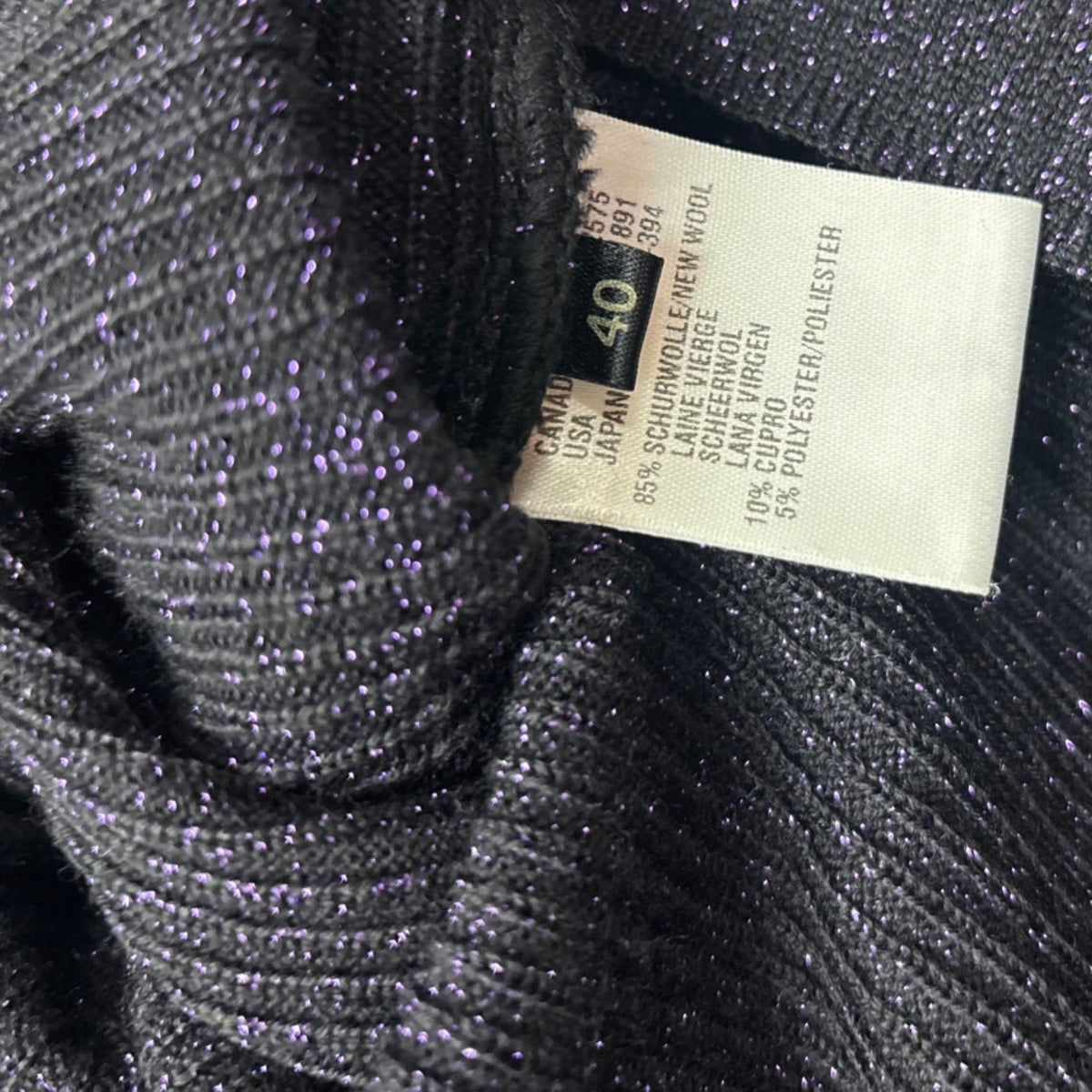 Escada Purple Frostfox Fur Cuff Glitter Set Turtleneck Vest Cardigan Sz 40