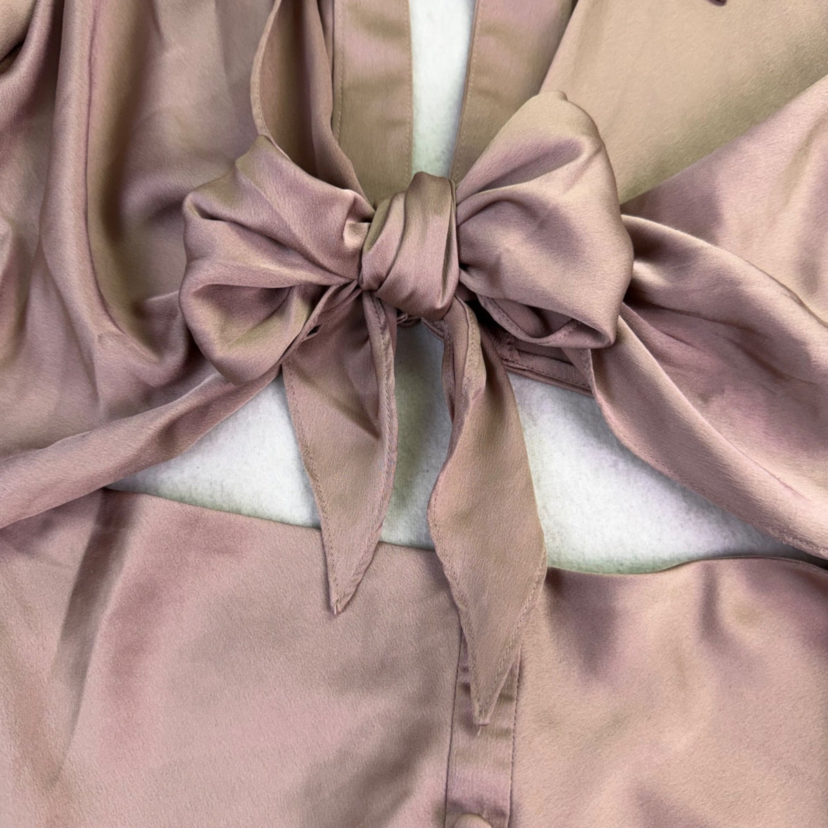 Asos Womens Mauve Tie-Front Long-Sleeve Dress Buttoned Size US 10