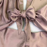 Asos Womens Mauve Tie-Front Long-Sleeve Dress Buttoned Size US 10