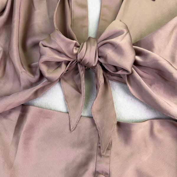 Asos Womens Mauve Tie-Front Long-Sleeve Dress Buttoned Size US 10