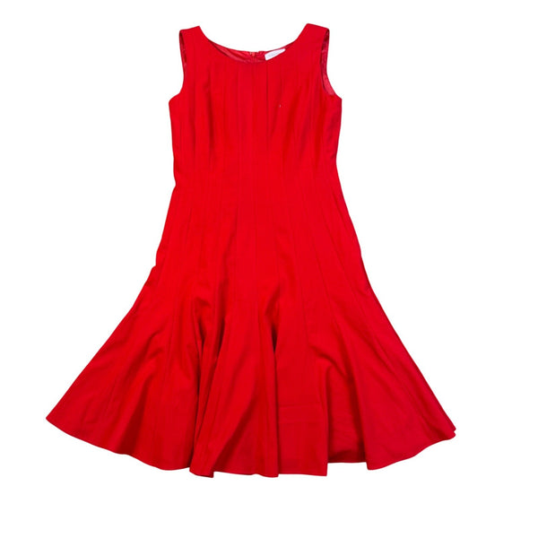 Calvin Klein Womens Red Polyester Blend Sleeveless A-Line Dress Size 4