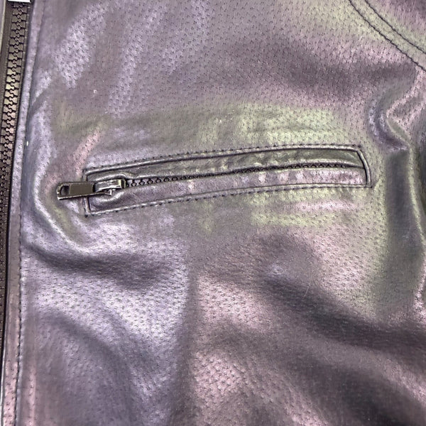 T-Traxx Mens Black Leather Jacket Zip-Up Quilted Lining Motorcycle Style Sz M