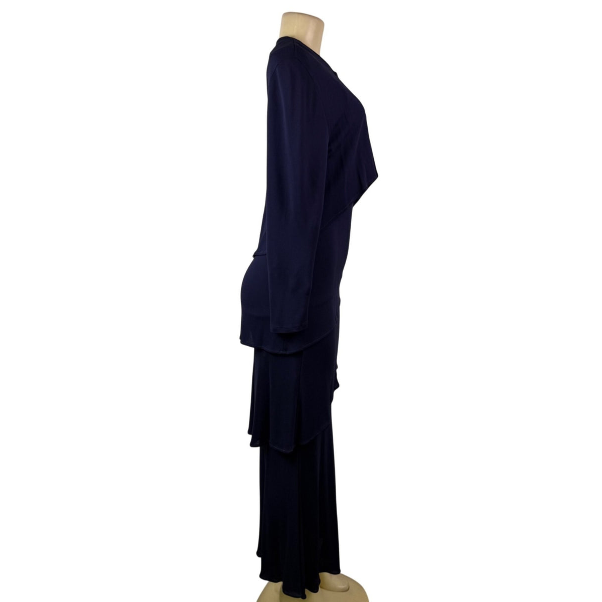 Frivole Womens Navy Two-Piece Set With Long-Sleeve Jacket & Maxi Dress Size 6