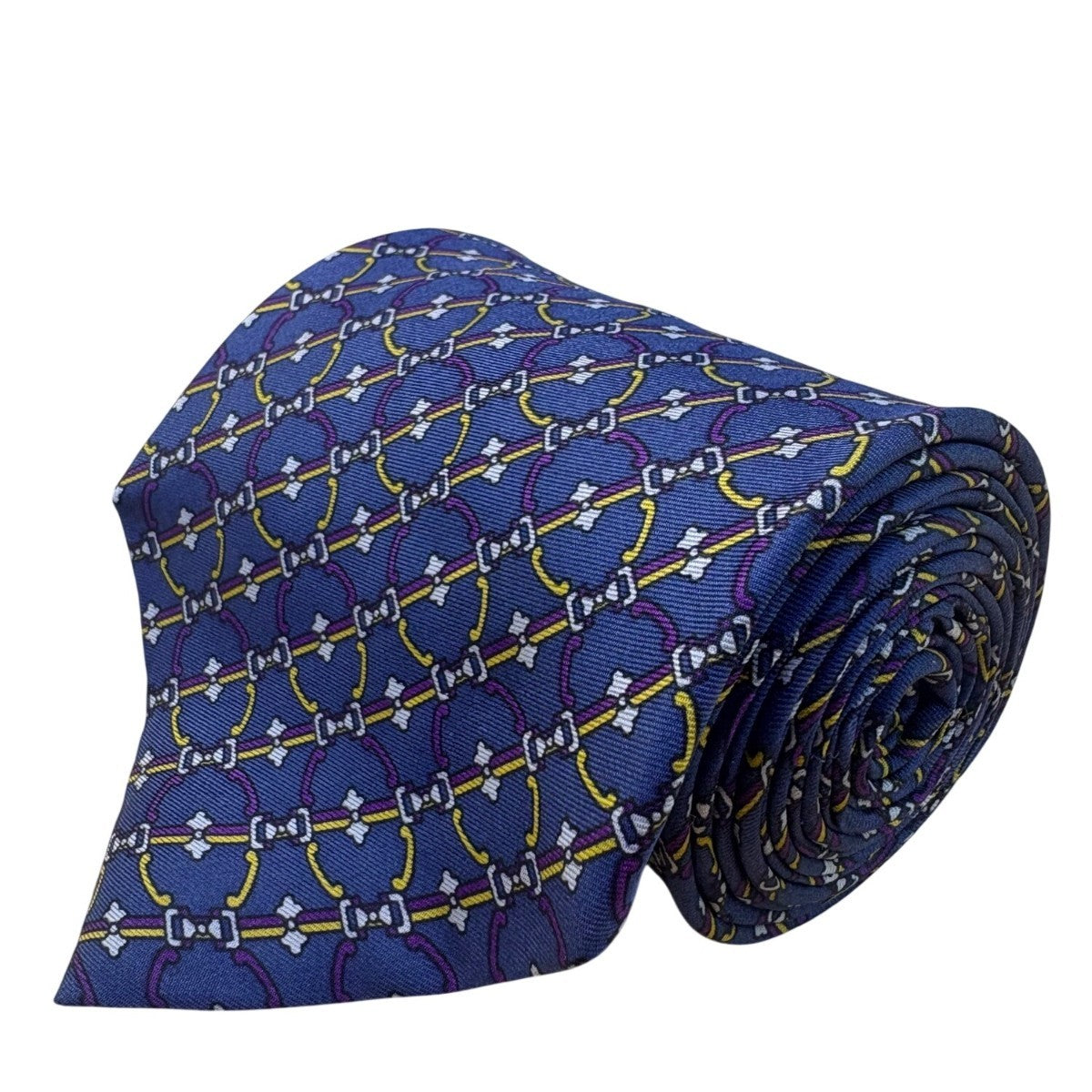 Bert Pulitzer Mens Blue Yellow Purple Silk Tie Bit Print