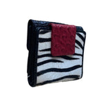 Cleo & Patek Women’s Red Leather Zebra Print Wallet With Croco Embossed Accents