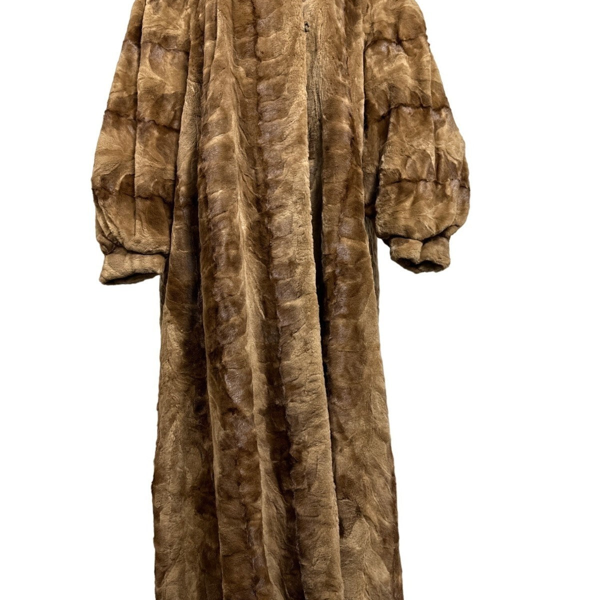 Vintage Gartenhaus Brown Long Fur Coat for Women