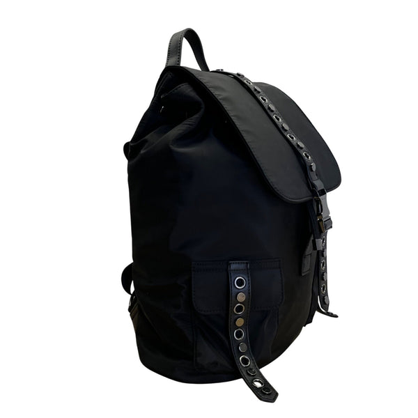 Saint & Sofia Black Nylon With Grommet Strap Design & Exterior Pockets Backpack
