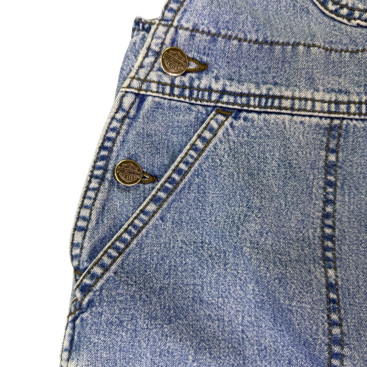 Harley-Davidson Womans Light Blue Denim Overalls Adjustable Straps Workwear Sz M