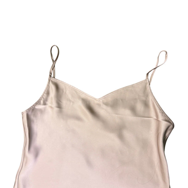 Cynthia Rowley Womens Beige Polyester Satin Slip Dress Maxi Size L
