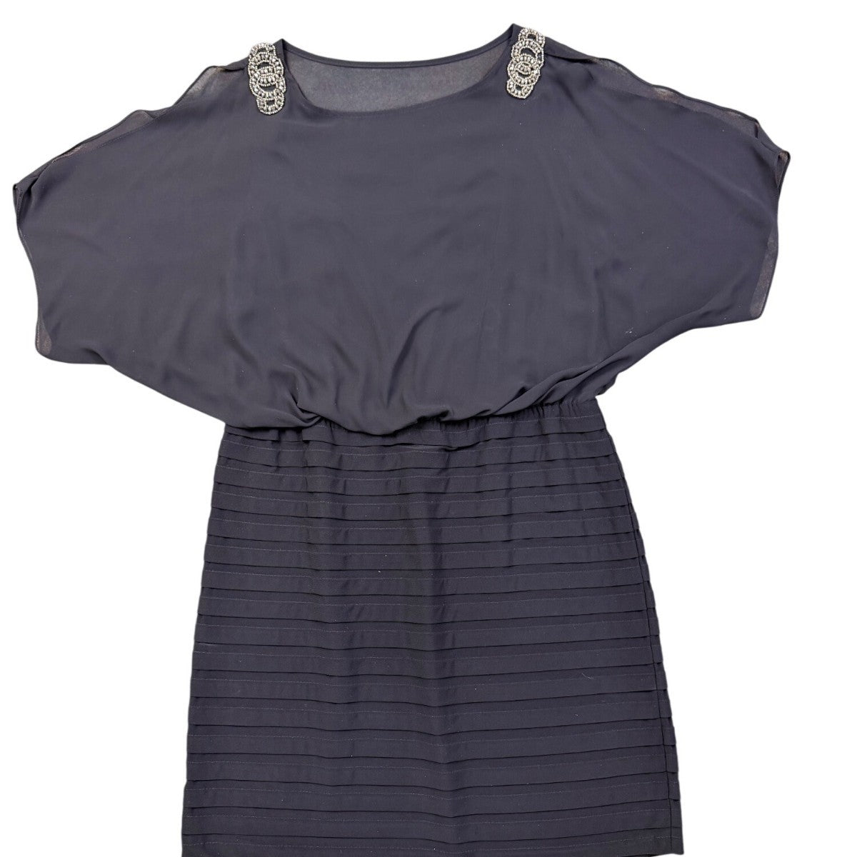 Xscape Womens Black Short Dress Beaded Shoulders Size 14W
