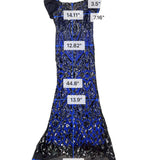 Angel Fashions Womens Black & Royal Blue Sequin Lace Gown Mermaid Dress Size L