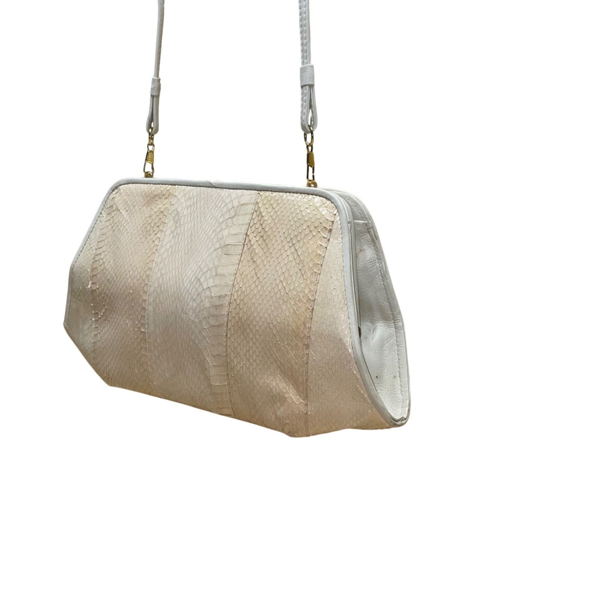 Aspects Women’s Beige Faux Snakeskin Classic Frame Crossbody Bag