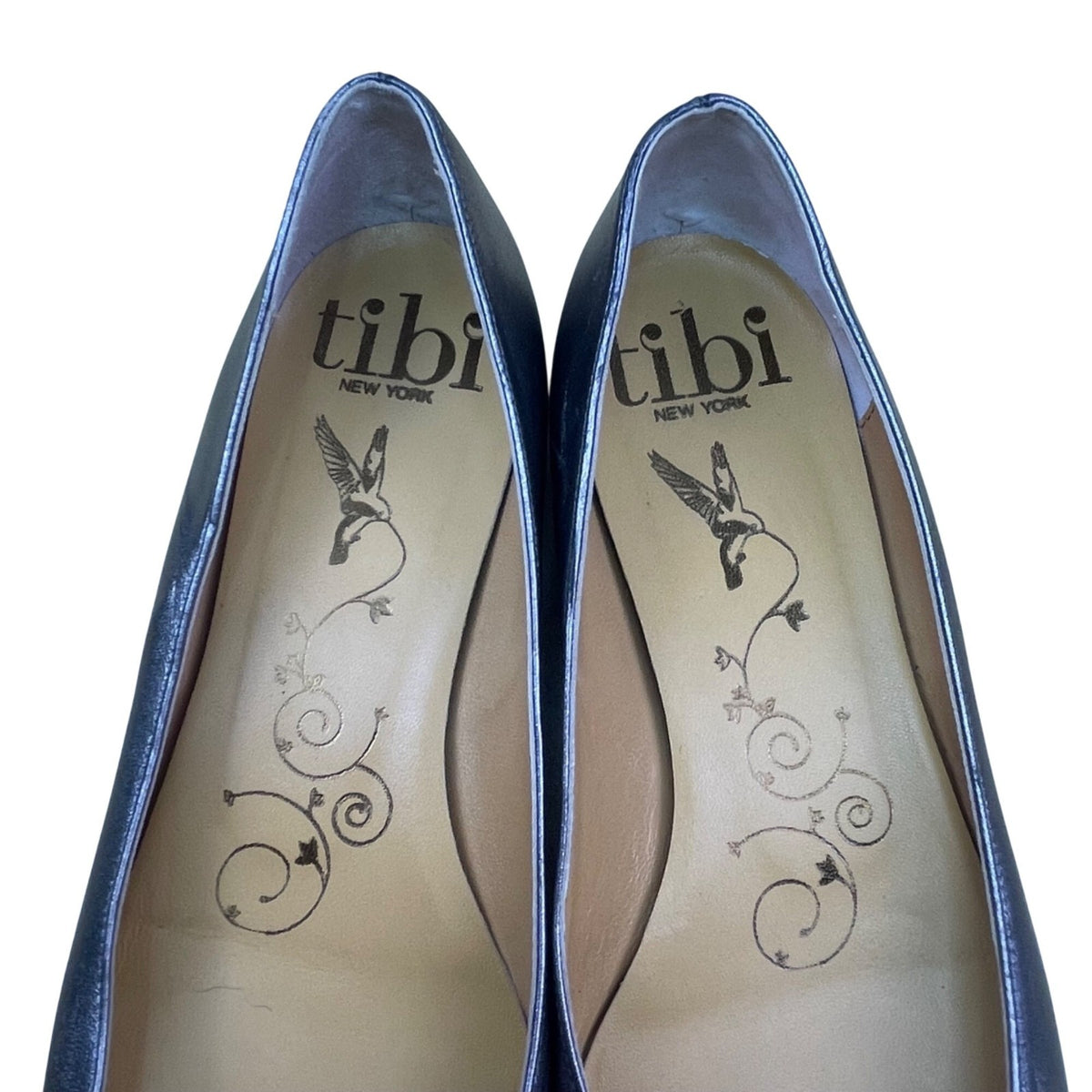 Tibi Women’s Gray Pewter Leather Button Embellished Slip-On Ballet Flats 9.5