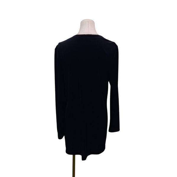 Linda Allard Ellen Tracy Womens Black Velvet Button Down Long Cardigan Size 10