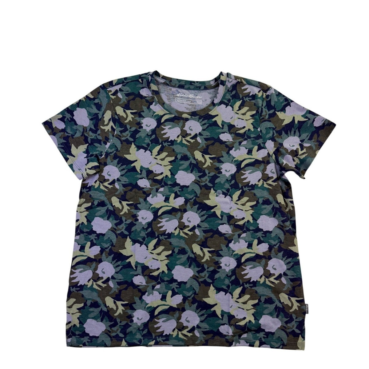 Eddie Bauer Womens Dark Green Camouflage Crew Neck T-Shirt Size L