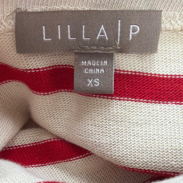Lilla  P Womens Red / White Striped Dress 3/4 Sleeve Pockets Casual Sz XS