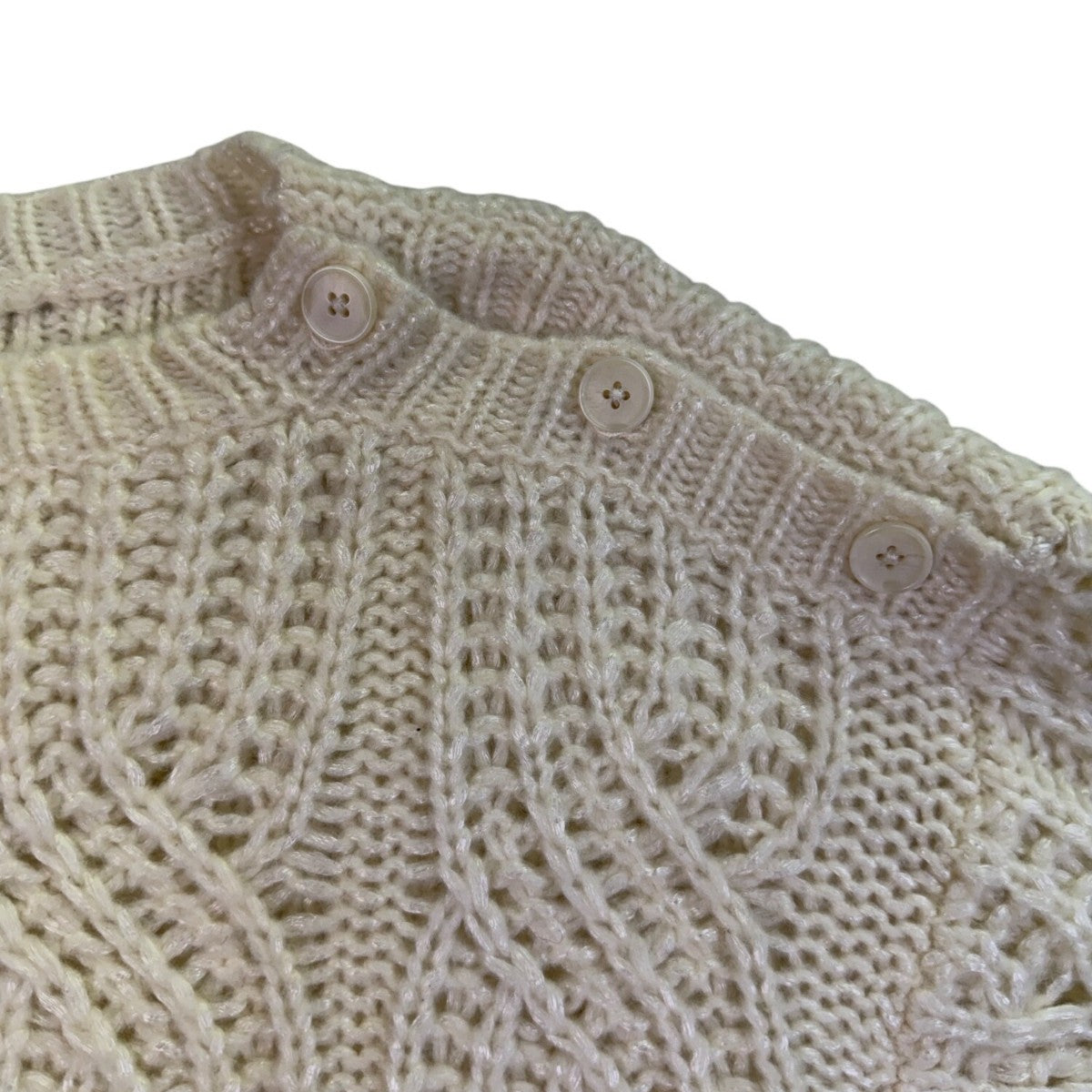 Ann Taylor Womens Ivory Nylon/Acrylic Sweater Cable-Knit Pullover Size M
