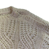 Ann Taylor Womens Ivory Nylon/Acrylic Sweater Cable-Knit Pullover Size M