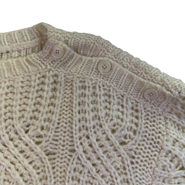 Ann Taylor Womens Ivory Nylon/Acrylic Sweater Cable-Knit Pullover Size M
