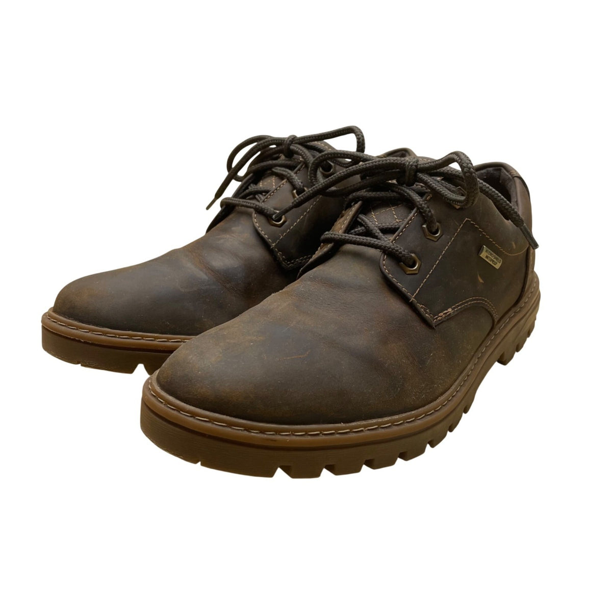 Rockport Men’s Brown Leather Hydro-Shield Waterproof Lace-Up Shoes Size 10