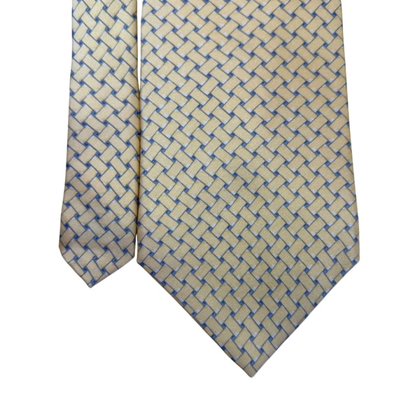 Neo By Bill Blass Mens Yellow 100% Silk Patterned Woven Tie Formalwear