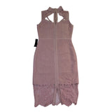 Venus Womens Mauve Sleeveless Lace Halter Cocktail Dress Size S