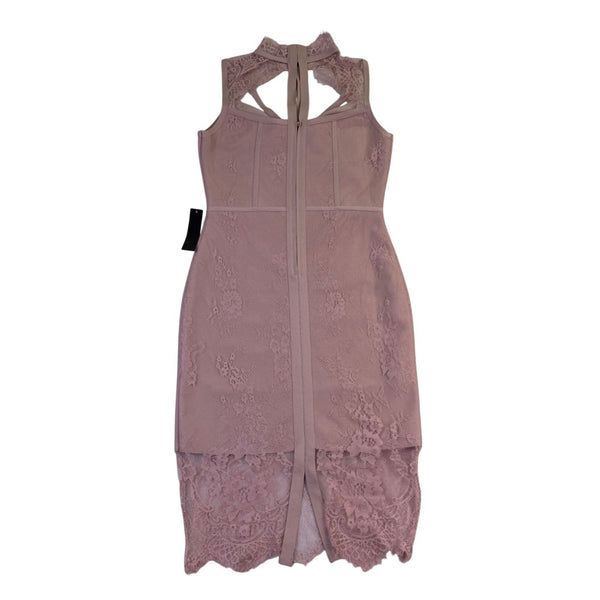 Venus Womens Mauve Sleeveless Lace Halter Cocktail Dress Size S