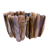Vintage Womens Beige White Natural Shell Stretch Bracelet  Handmade Unique