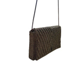 Handmade Women’s Brown & Copper Beaded Chevron Metal Strap Clutch Bag