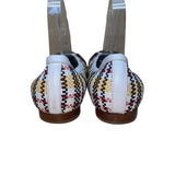 AGL Women’s White Multicolor Patterned Woven Leather Cap Toe Buckle Flats Sz 9US