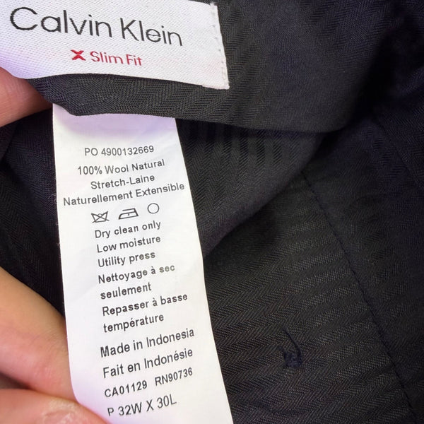 Calvin Klein Mens Blue Slim Fit Dress Pants  Classic Trousers Size 32W X 30L 