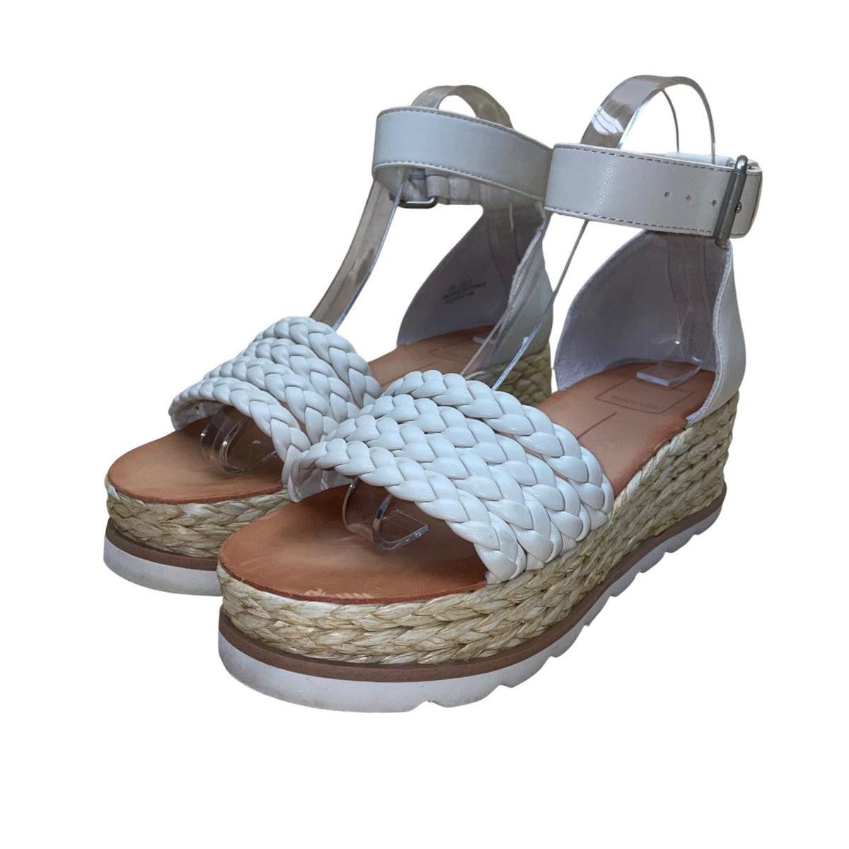 D Vita Women’s White Synthetic Woven Braided Platform Lulu Sandals Size 6M