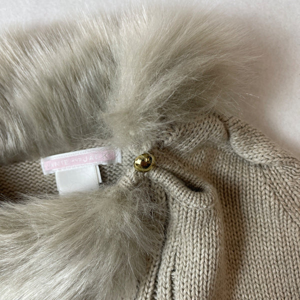 Janie & Jack Baby Cable Knit Poncho With Faux Fur Collar Size 3-6 Months Beige