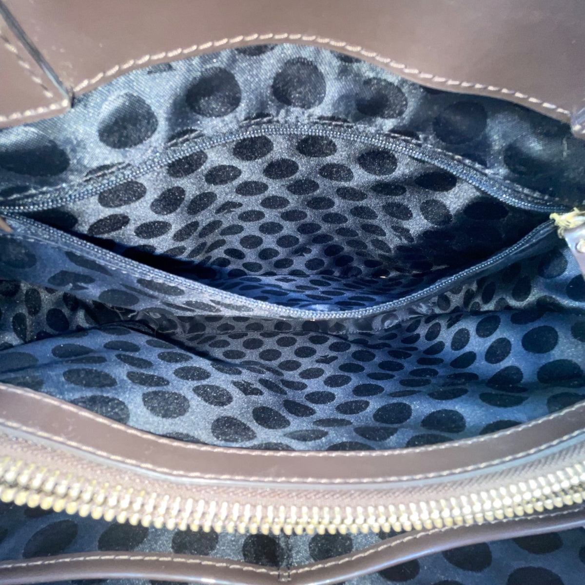 Kate Spade Women’s Brown Black Fabric & Patent Leather Stud Accents Tote Bag