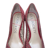Sole Society Women’s Coral Kid Suede Laser Cut Pointed Toe Gigi Heels Size 7.5