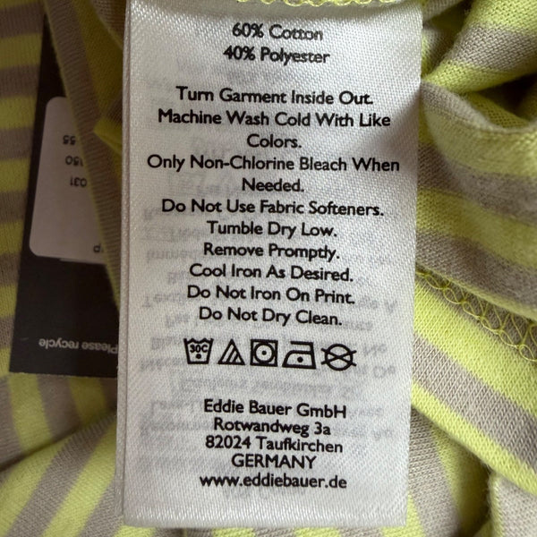 Eddie Bauer Womens Yellow & Gray Cotton Striped Short Sleeve T-Shirt Size L