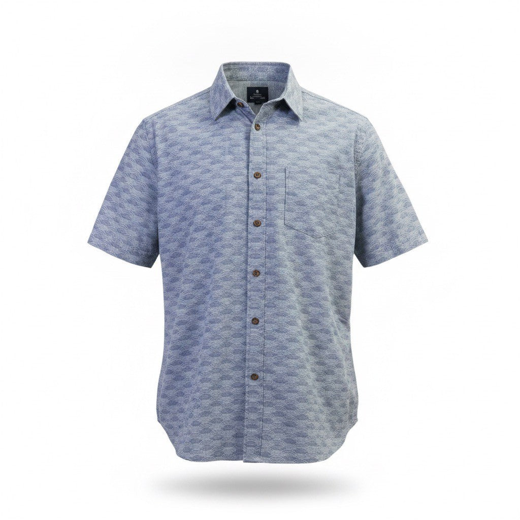 Ben Sherman Mens Blue Cotton Blend Short Sleeve Button-Up Shirt Size L 