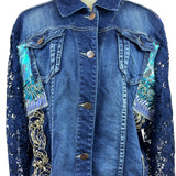 Berek Womens Medium Denim Jacket With Lace Sleeves Size 1X