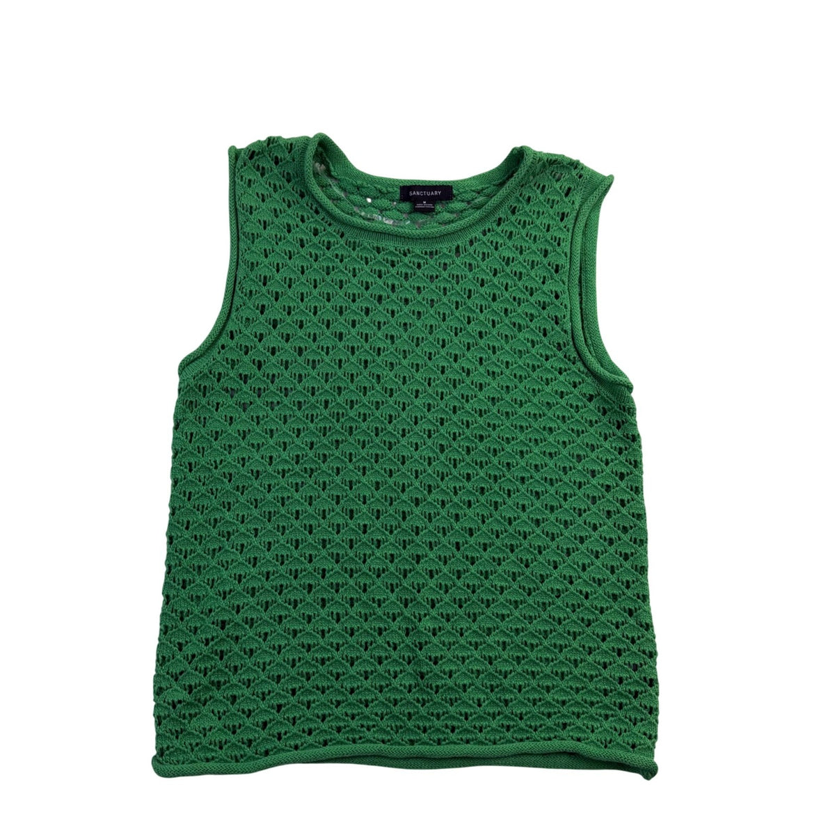 Sanctuary Womens Green Crochet Cotton Sleeveless Top Stylish Shirt Sz M