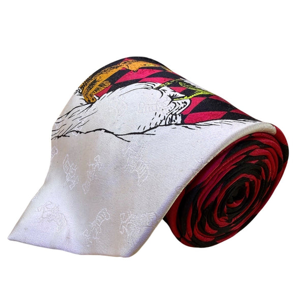 Dr. Seuss Mens Red & Black 100% Silk Christmas Grinch Themed Hand-Sewn Tie