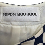 Nipon Womens Black & White Checker Silk Dress Short Sleeve US Checkered Size 12