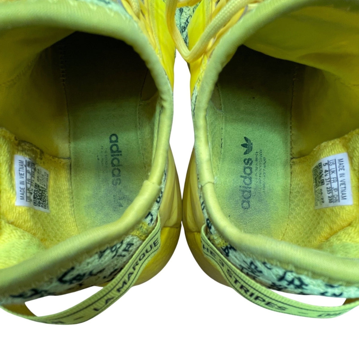 Adidas Yellow Text Print Comfort Primeknit Sport NMD R1 Sneakers Size 5