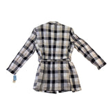 Ellen Ashley Womens Beige/Black Plaid Blazer Jacket Tie Waist Size M