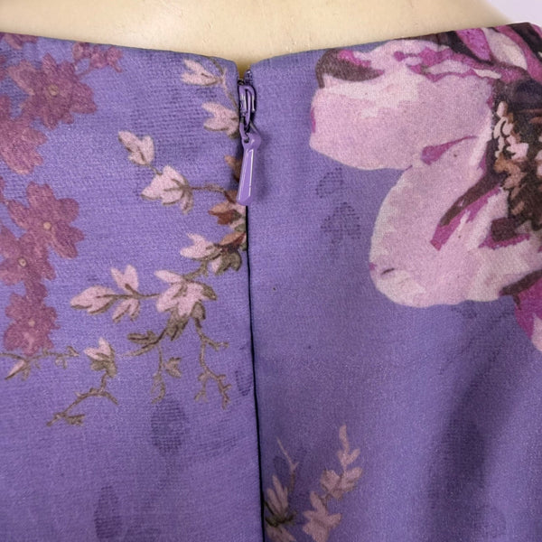 ASOS Womens Purple Floral Long Sleeve Puff Shoulder Bodycon Mini Dress Sz US 6