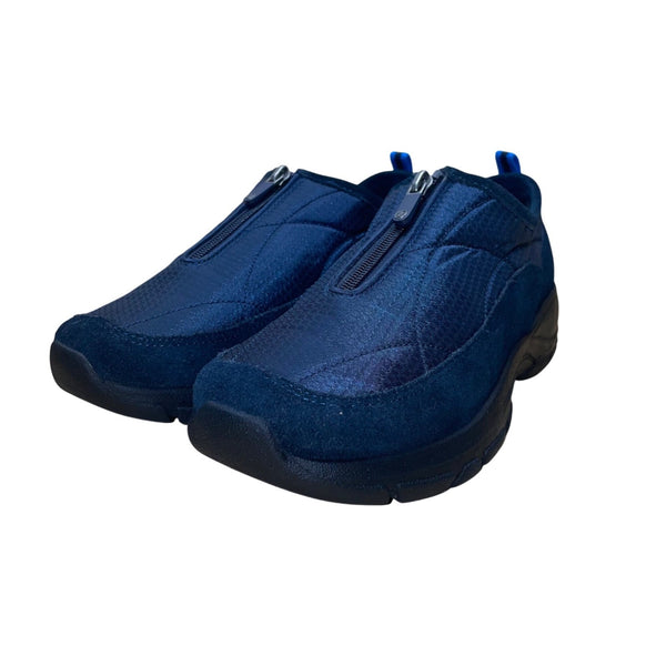 Lands End Women’s Navy Blue Suede & Quilted Nylon Slip-On Shoes Size 8.5D