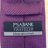 Jos A Bank Mens Purple/Red 100% Silk Geometric Tie Traveler Collection