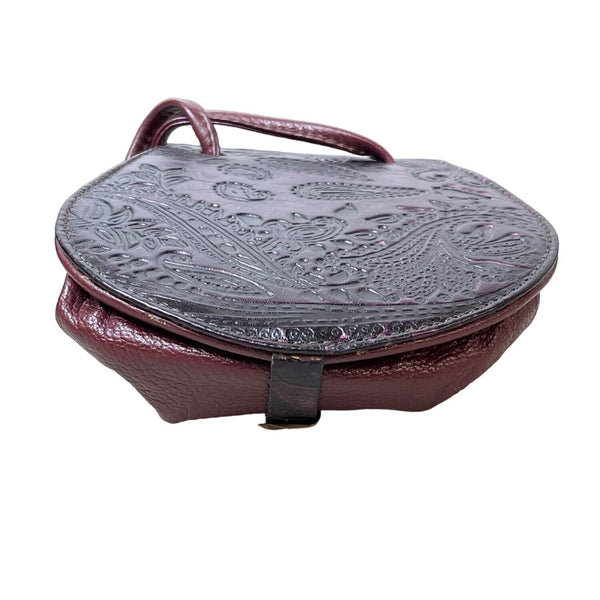 Vintage Abc Bag’s Women's Red Burgundy Leather Strapped Crossbody Purse Sz S