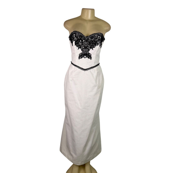 Victor Costa Women’s White & Black Dress & Blazer Set Elegant Lace Size 10